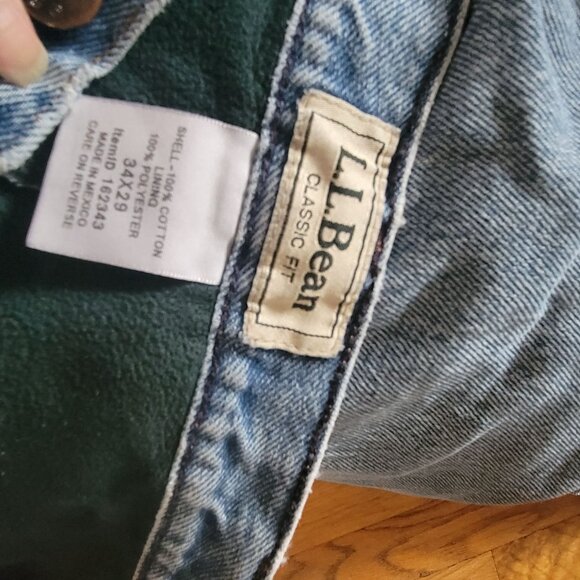 L.L. Bean Mens Classic Fit Denim Jeans 34x29 Fleece Lined - Picture 2 of 5